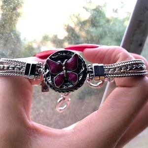 Dainty Silver Butterfly Charm Bracelet